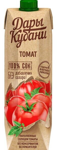 Сок Дары Кубани томатный с мякотью и солью 950мл