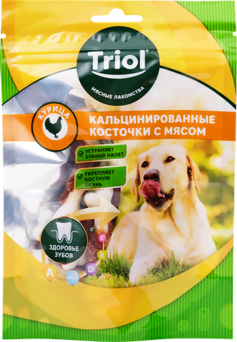 

Лакомство для собак Triol кальцинированные косточки с курицей 70 г