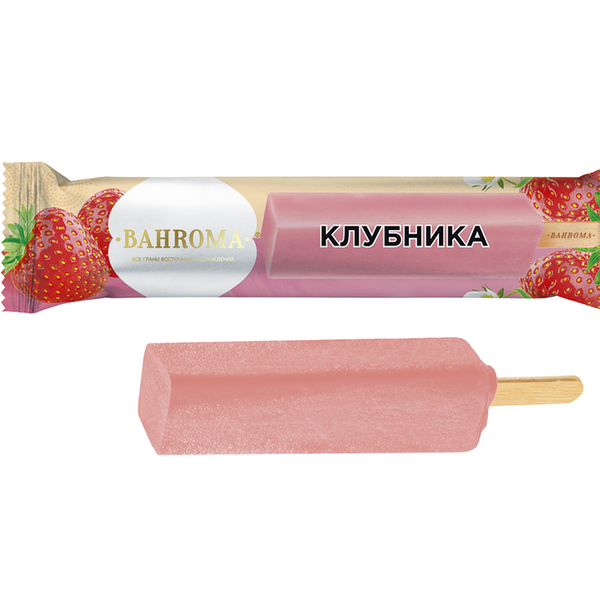 Мороженое фруктовый лед Bahroma молочный клубника, 68 г