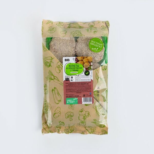 Котлеты ВкусВилл из красной фасоли с грибами, замороженные