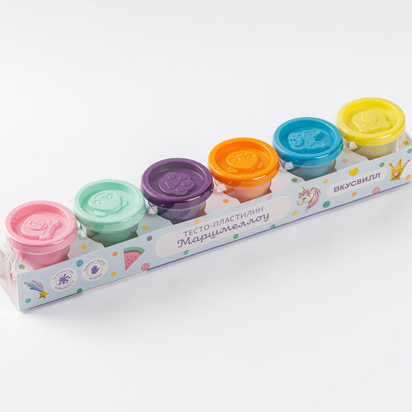 Пластилин-тесто Маршмеллоу, 6 цветов