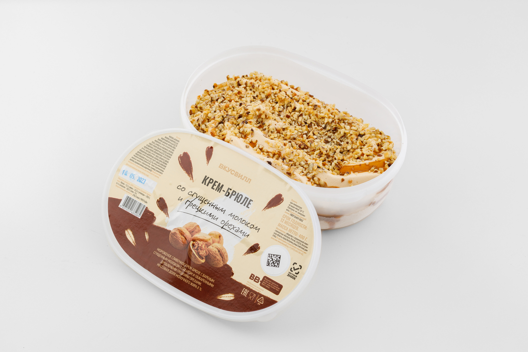

Мороженое ВкусВилл крем-брюле со сгущенным молоком и грецкими орехами 400 г