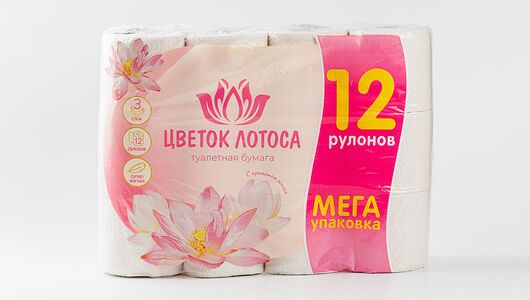 Туалетная бумага Цветок лотоса 3 слоя 12шт.