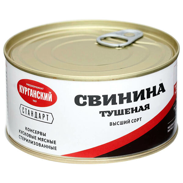 Свинина тушеная курганский стандарт 325 г высший сорт ж/б