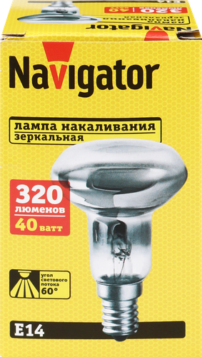 

Лампа накаливания Navigator Е14 зеркальная 40 Вт