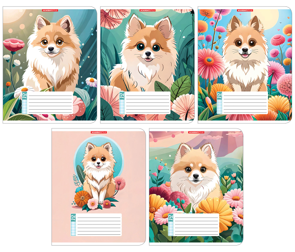 Тетрадь Academy Style Собачки в клетку А5, 12 л в ассортименте, 1шт