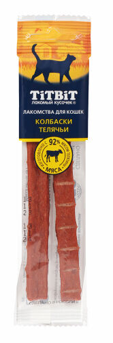 Лакомство для кошек Titbit Золотая коллекция Колбаски телячьи 15 г