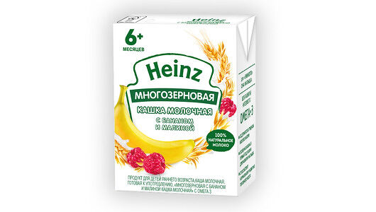 Кашка Heinz многозерновая с бананом и малиной молочная с 6 месяцев, 0.2л