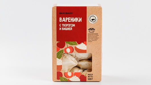 Вареники ВкусВилл с творогом и вишней замороженные, 500г
