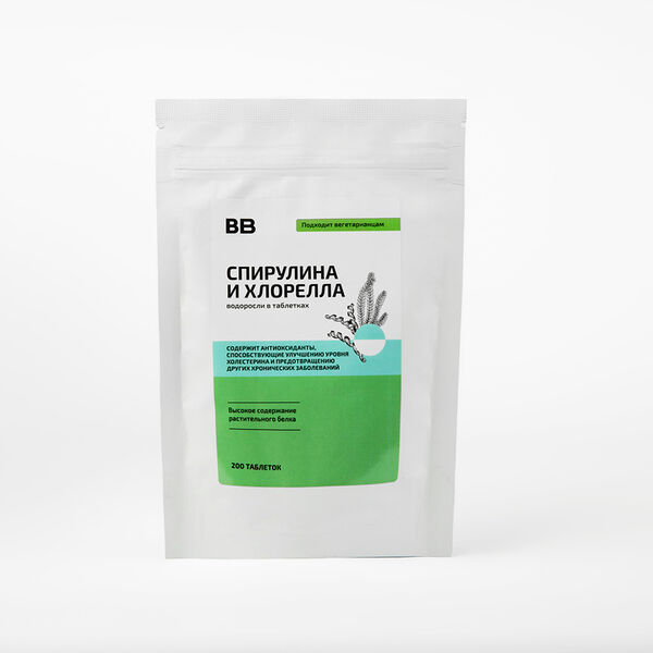 Спирулина и Хлорелла, водоросли в таблетках, 200 таб.