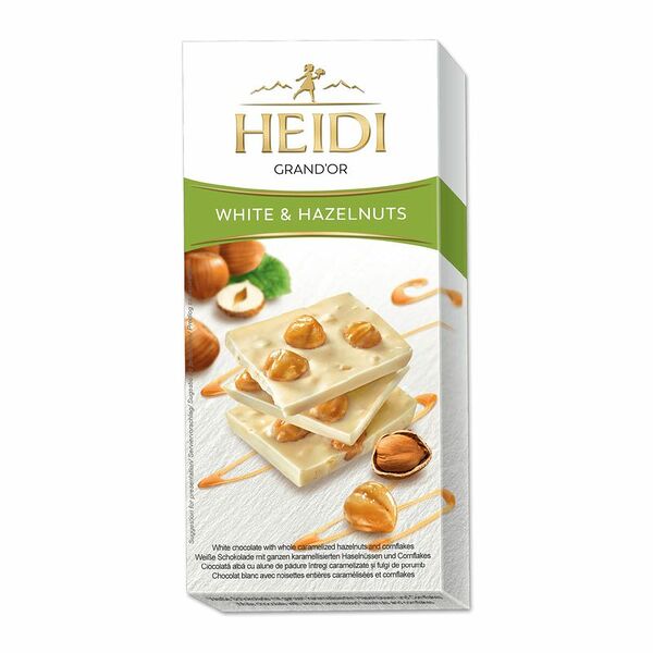 Шоколад белый Heidi с карамелизированным лесным орехом и кукурузными хлопьями, 100 г