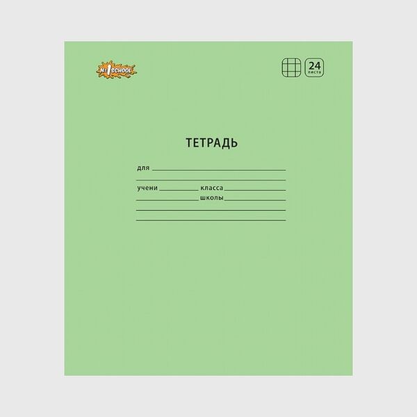 Тетрадь школьная зеленая №1 School Отличник А5 24 листа в клетку 10 штук в упаковке к