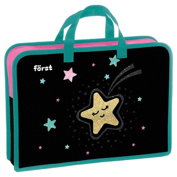 Папка с ручками Forst Stars 1 отделение пластик на молнии А4, 340х245х75 мм