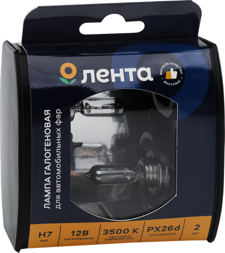 

Лампа галогеновая для фар ЛЕНТА H7, 55W, 3500K Арт. H7 12V55W, 2шт