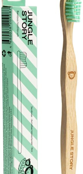 Зубная щетка Jungle Story бамбуковая Green мягкая