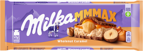 

Шоколад молочный Milka Mmmax с молочной и карамельными начинками и обжаренным цельным фундуком 300 г