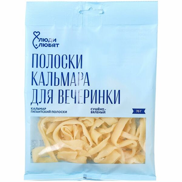 Кальмар гигантский полоски сушено-вяленый Люди Любят, 70 г