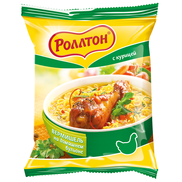 Вермишель Роллтон на домашнем бульоне со вкусом курицы 60г