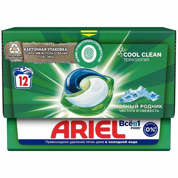 Капсулы Ariel Горный родник для стирки, 12шт
