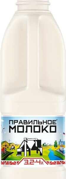 Молоко пастеризованное Правильное молоко 3.2-4% 900 мл