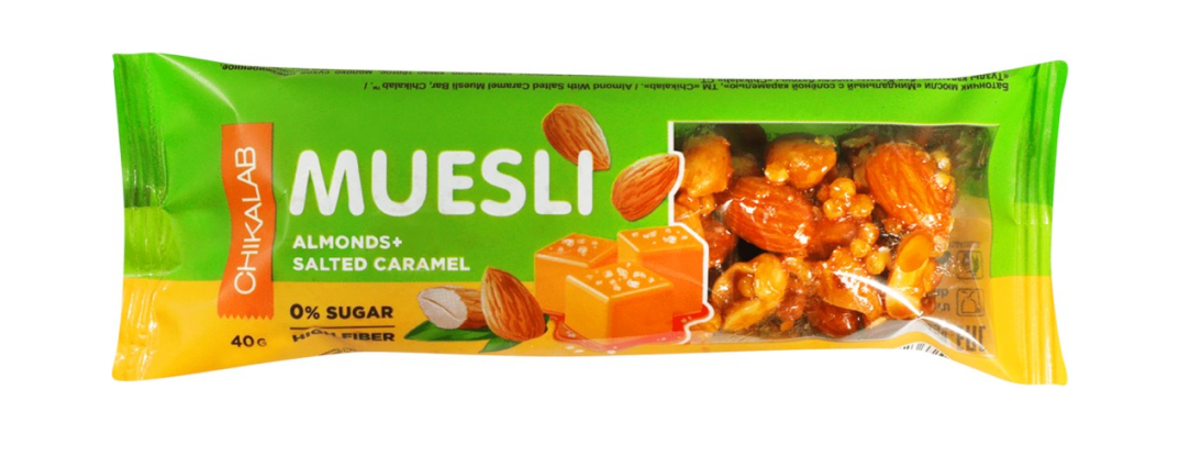 

Батончик Chikalab Muesli ореховый без сахара вкус Миндаль с солёной карамелью 40 г 1 шт