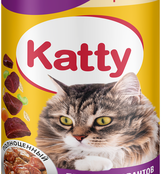 Корм влажный Katty Печень в соусе для взрослых кошек 415г