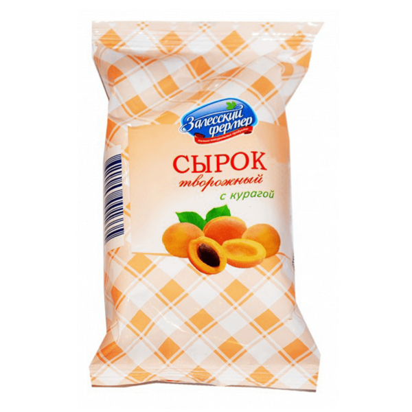 Сырок ЗАЛЕССКИЙ ФЕРМЕР Фермерский творожный с сахаром и курагой 12% ф/п