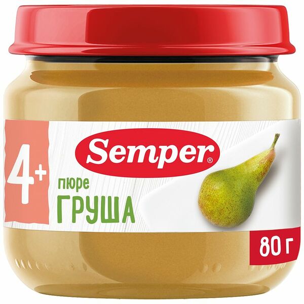 Пюре Semper груша с 4 месяцев, 80г