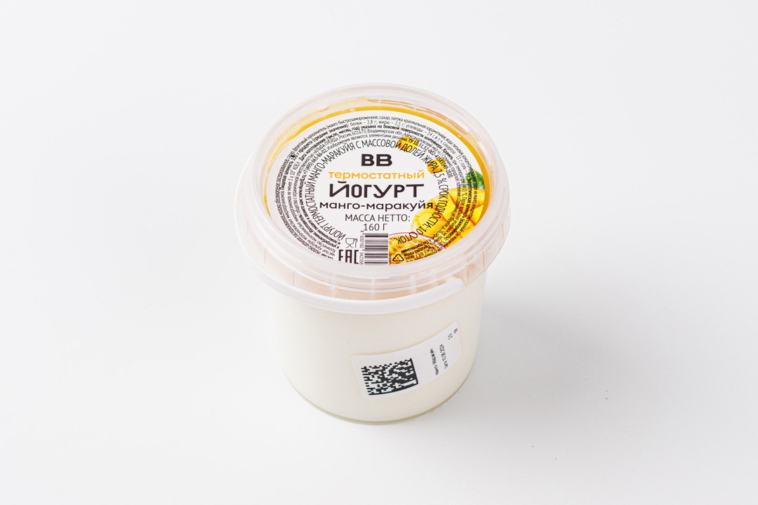 

Йогурт термостатный ВкусВилл Манго-маракуйя 2.5% 160 г