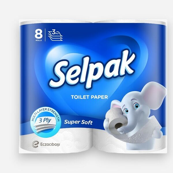 Бумага туалетная Selpak Super Soft 3-слойная 8 рулонов