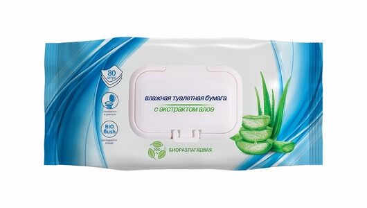 Бумага туалетная влажная Biocos для всей семьи с клапаном, 80 шт.