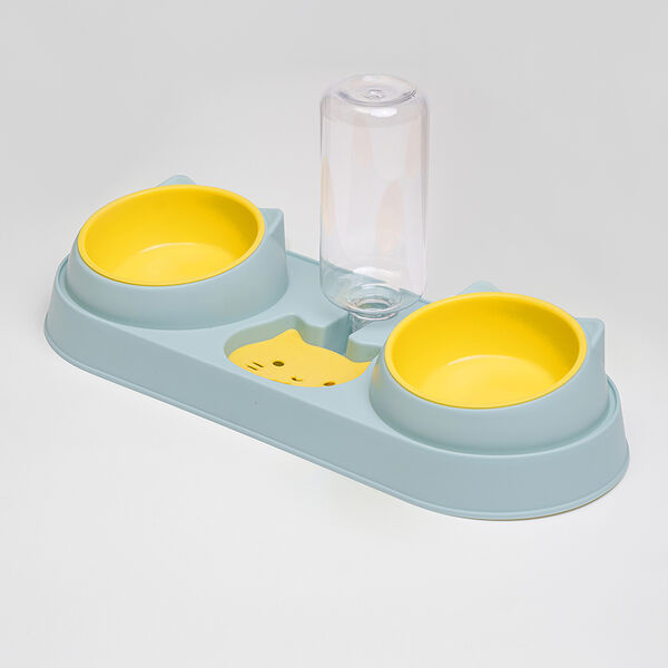 Миски 12х3,5см на подставке с автопоилкой 17х7см, голубые