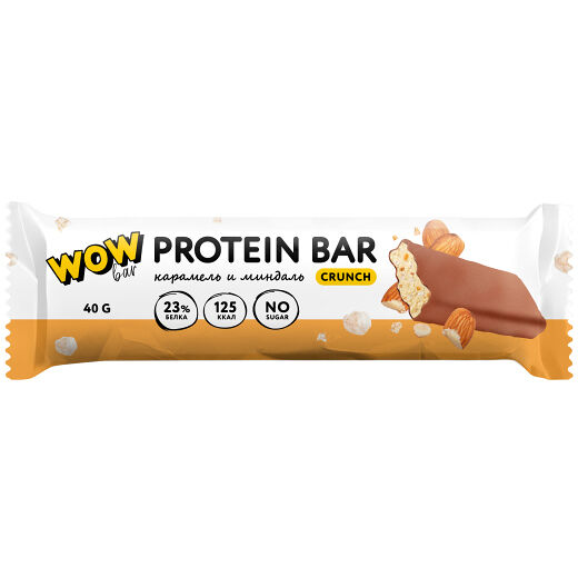 WOWBAR Protein Bar Crunch 40 г карамель и миндаль