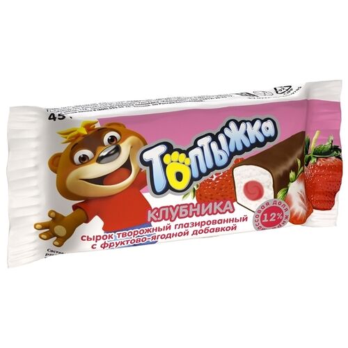 Сырок глазированный Топтыжка с клубникой 12%