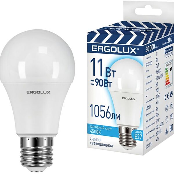 Лампа Ergolux светодиодная LED A60 11W E27 4K