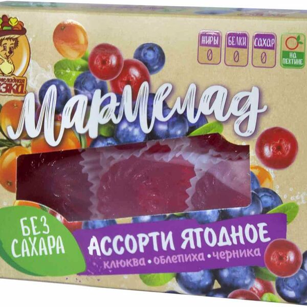 Мармелад желейный формовой на фруктозе Мармеладная сказка с клюквой-облепихой-черникой