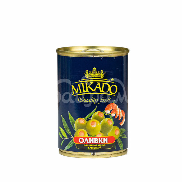 Оливки Mikado 300мл/280гр  Фаршированные с Креветками ж/б
