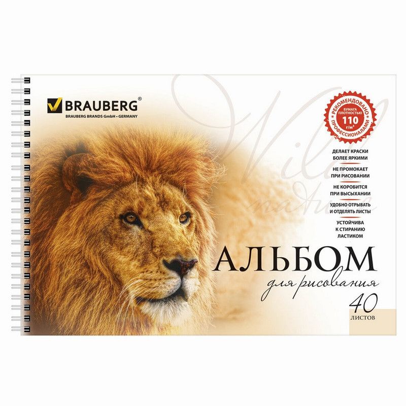 

Альбом для рисования BRAUBERG Благородные кошки (A4), 110 г/м², 40 л, в ассортименте