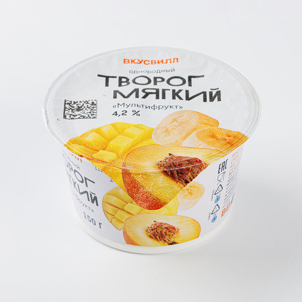 Творог мягкий Мультифрукт Вкусвилл однородный 4.2%