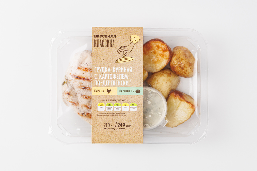 

Грудка куриная Вкусвилл Классика с картофелем по-деревенски 210 г