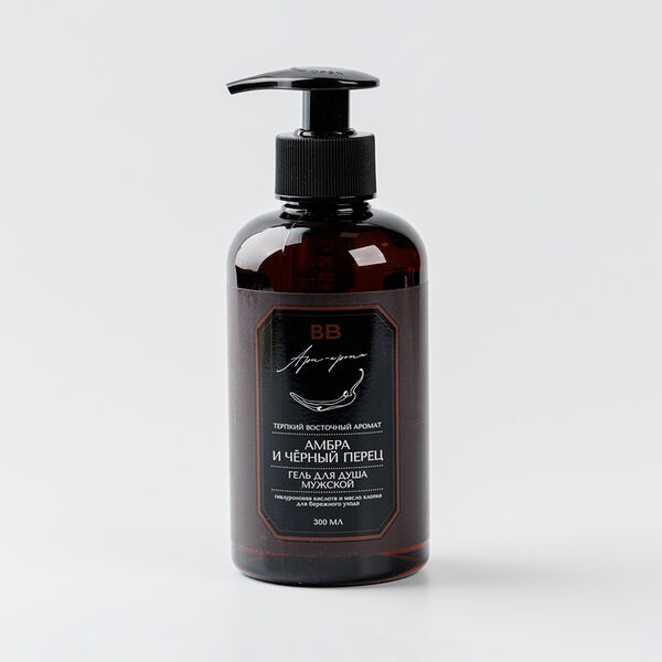 Гель для душа ВкусВилл мужской Амбра и черный перец