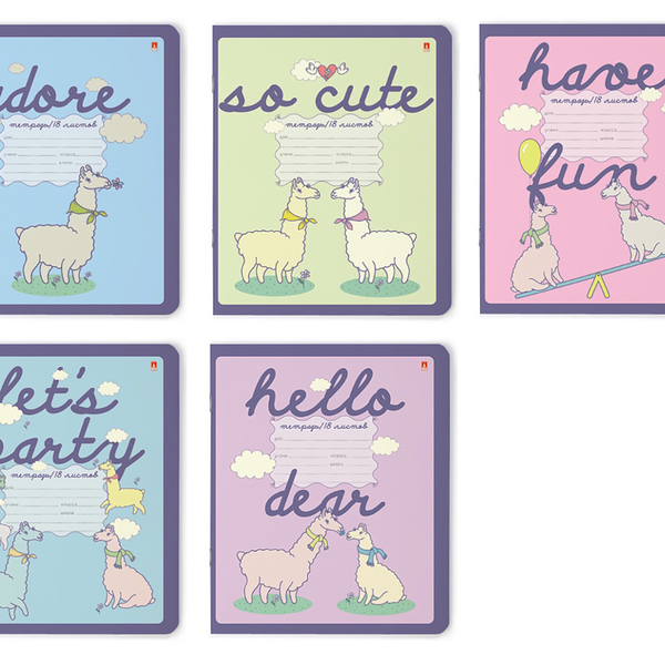 Тетрадь Альт Лама в клетку, 18 листов 1шт в ассортименте