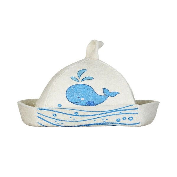 Шапка банная детская Кит, войлок, белый