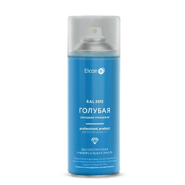 Эмаль алкидная универсальная Elcon RAL 5015, голубая, глянцевая, 520 мл, аэрозоль