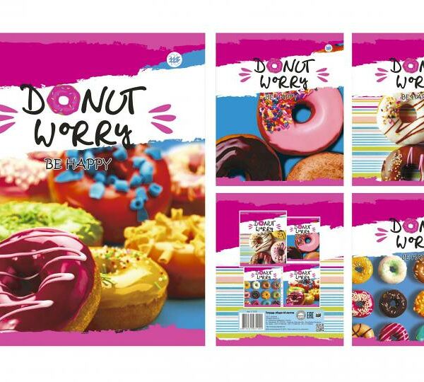 Тетрадь общая клетка 48л серия Пончики