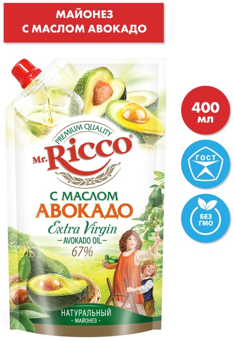 

Майонез Mr.Ricco Organic с маслом авокадо 67%, 400 мл