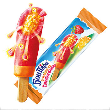 Лёд фруктовый Бон Пари Взрывной ураган с взрывной карамелью, 60 г