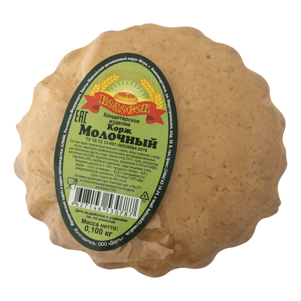 Корж Дерть молочный, 100 г