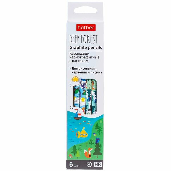 Карандаши Hatber чернографитные, 6шт