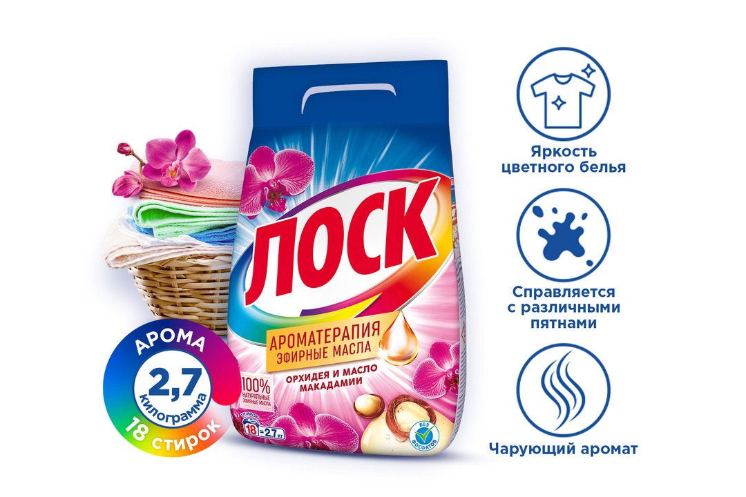 

Стиральный порошок Лоск Ароматерапия орхидея и масло макадамии 2